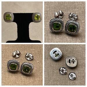 David Yurman Color Classics Albion Peridot Earrings ~ 14k gold & sterling silver